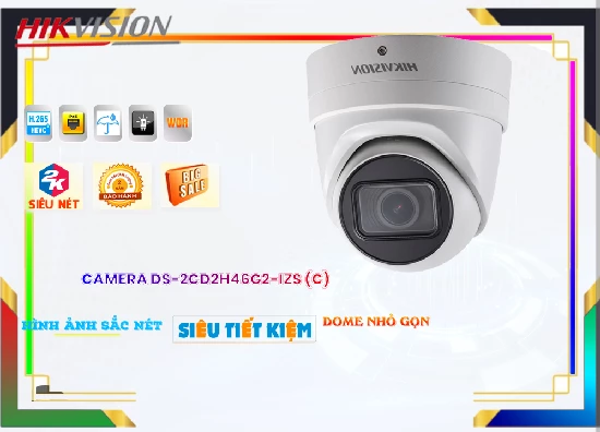 Lắp đặt camera tân phú Camera An Ninh  Hikvision DS-2CD2H46G2-IZS(C) Sắc Nét