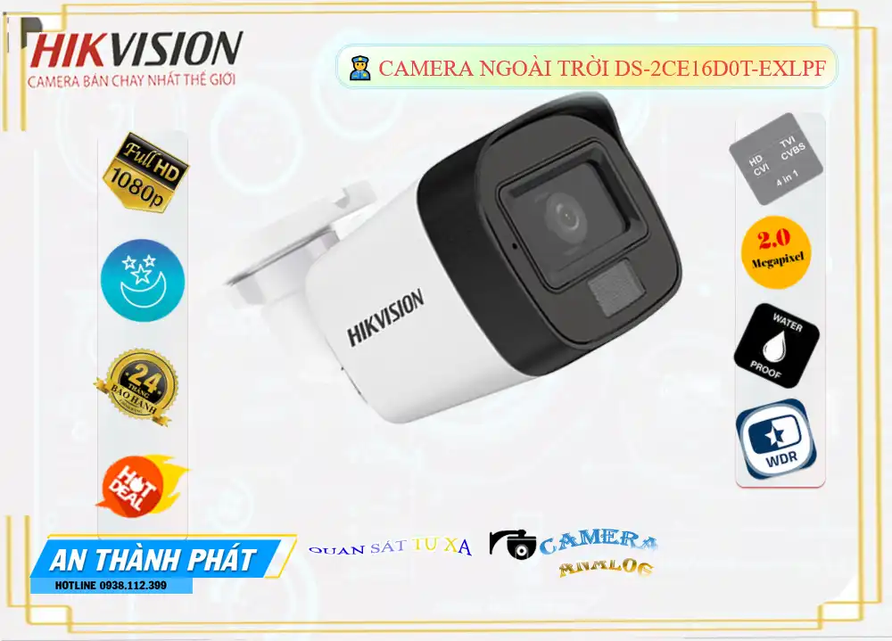 DS-2CE16D0T-EXLPF Camera An Ninh Thiết kế Đẹp,DS-2CE16D0T-EXLPF Giá Khuyến Mãi,DS-2CE16D0T-EXLPF Giá