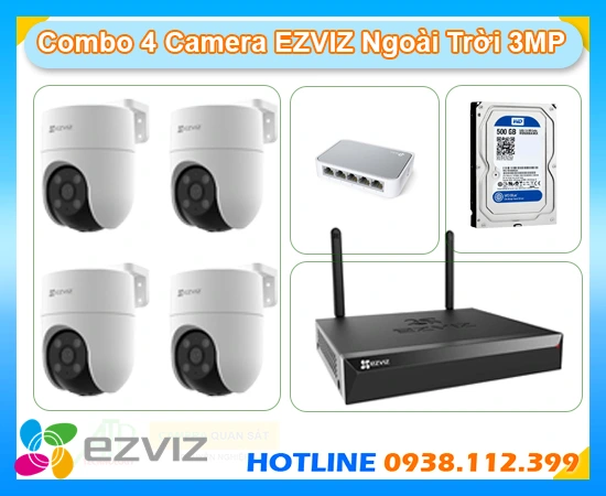 Lắp đặt camera Combo 4 Camera EZVIZ Quay Xoay Ngoài Trời
