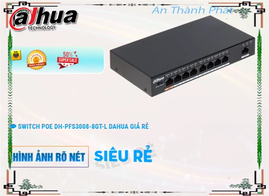 Lắp đặt camera tân phú Hãng Ruijie DH-PFS3009-8ET-65 Switch Thiết bị nối mạng