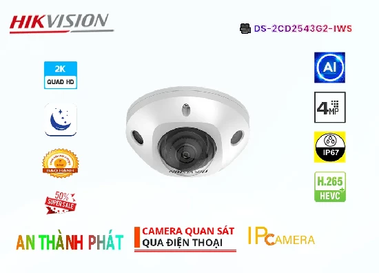 Lắp đặt camera tân phú Camera  Hikvision DS-2CD2543G2-IWS Thiết kế Đẹp ✪ 