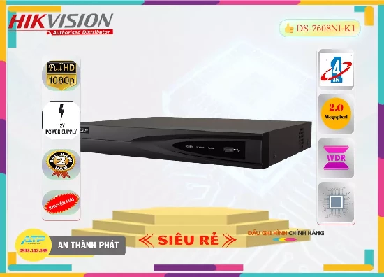Lắp đặt camera tân phú Đầu Ghi Hình Hikvision DS-7608NI-K1