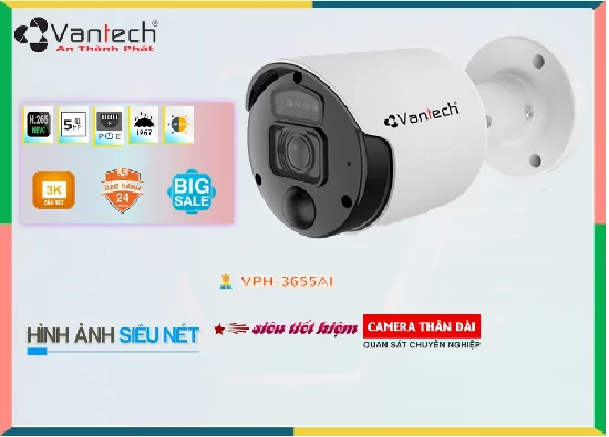 Lắp đặt camera tân phú ✨ VPH-3655AI Camera  VanTech Giá rẻ