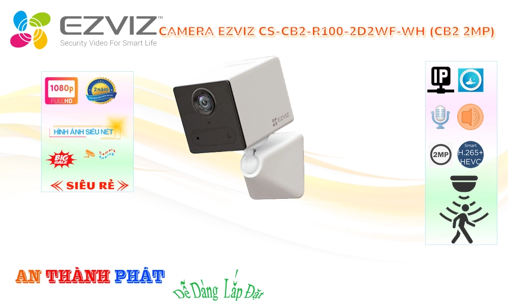 CS-CB2-R100-2D2WF-WH (CB2 2MP) Camera Wifi Ezviz Công Nghệ Mới