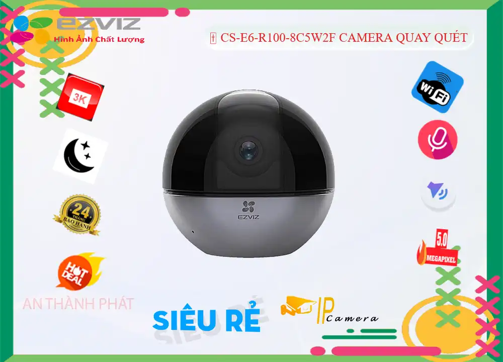 Camera  Wifi Ezviz CS-E6-R100-8C5W2F Sắc Nét
