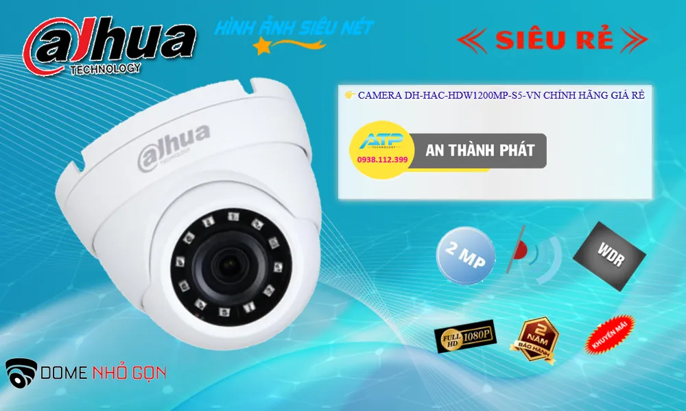 DH-HAC-HDW1200MP-S5-VN Camera Thiết kế Đẹp  Dahua ✔