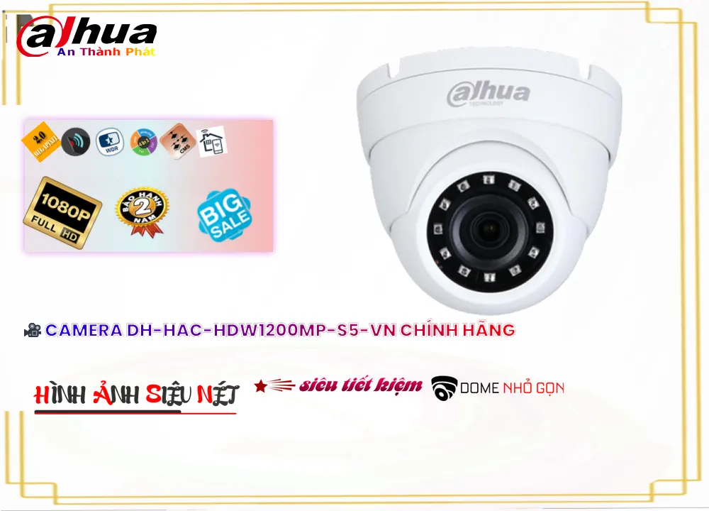 DH-HAC-HDW1200MP-S5-VN Camera Thiết kế Đẹp  Dahua ✔