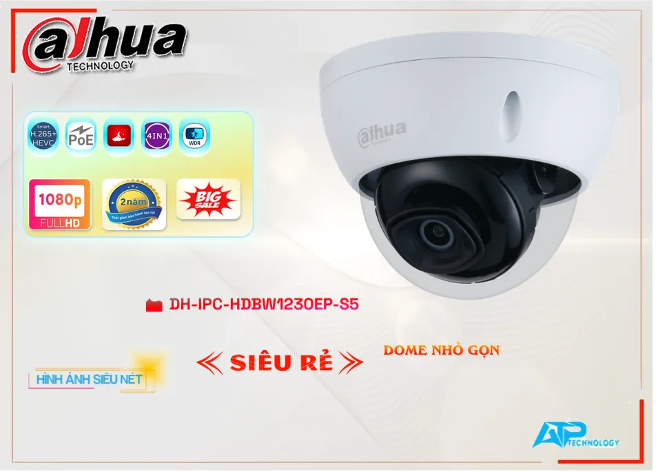 Camera An Ninh Dahua DH-IPC-HDBW1230EP-S5 Thiết kế Đẹp,DH-IPC-HDBW1230EP-S5 Giá rẻ,DH IPC HDBW1230EP S5,Chất Lượng