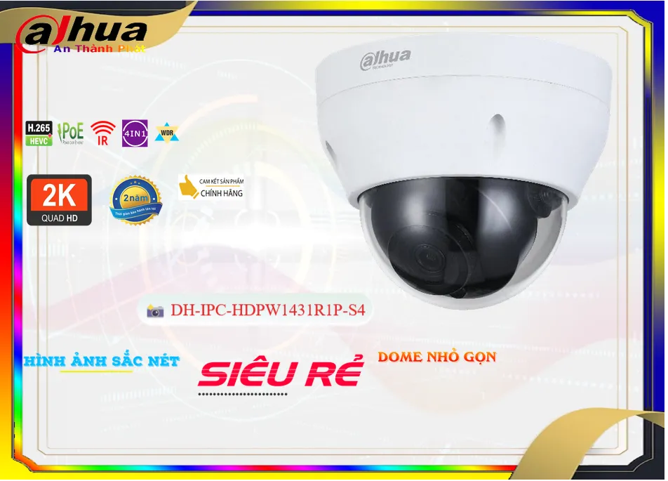 Camera Dahua DH-IPC-HDPW1431R1P-S4,thông số DH-IPC-HDPW1431R1P-S4,DH IPC HDPW1431R1P S4,Chất Lượng