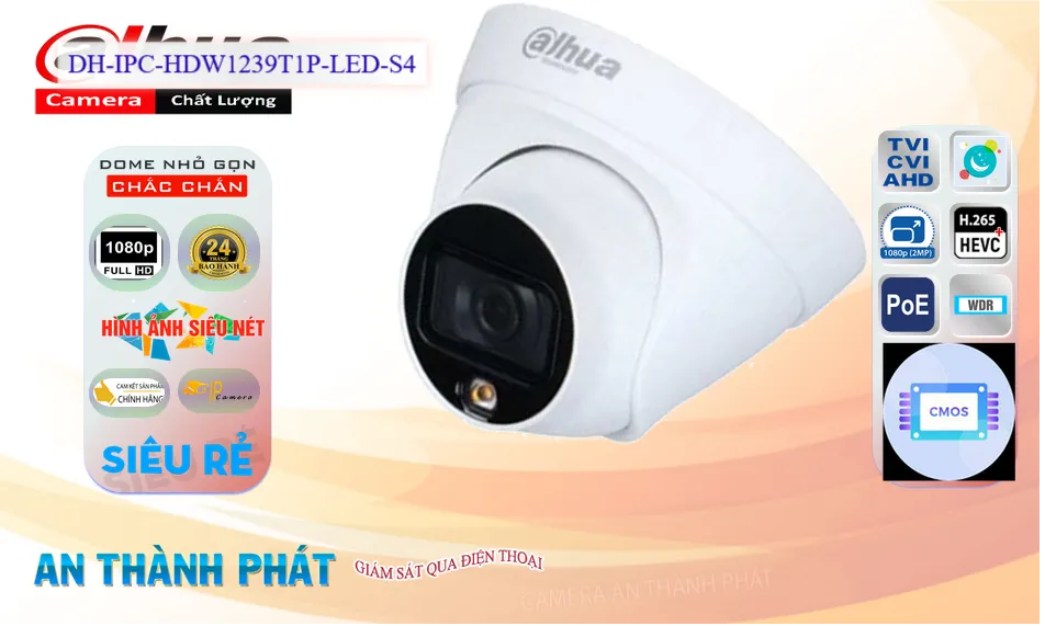 Camera DH-IPC-HDW1239T1P-LED-S4 Sắt Nét