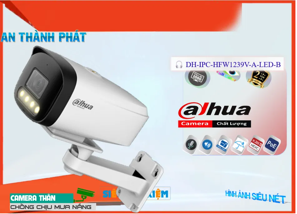 Camera Dahua DH-IPC-HFW1239V-A-LED-B,thông số DH-IPC-HFW1239V-A-LED-B,DH-IPC-HFW1239V-A-LED-B Giá rẻ,DH IPC HFW1239V A