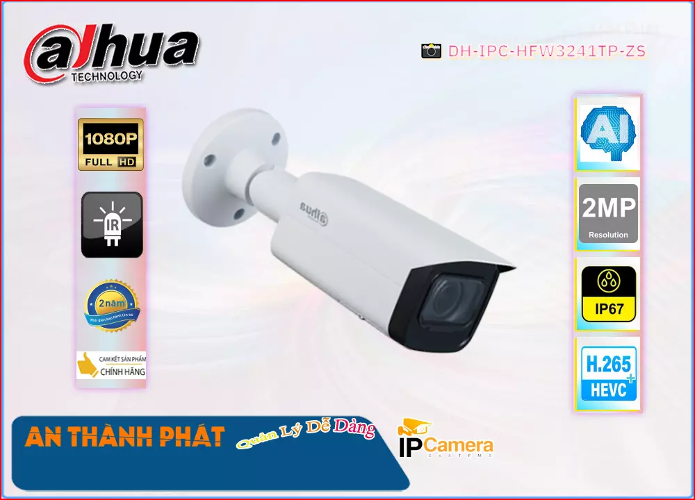 Camera IP Dahua DH-IPC-HFW3241TP-ZS,DH-IPC-HFW3241TP-ZS Giá Khuyến Mãi,DH-IPC-HFW3241TP-ZS Giá rẻ,DH-IPC-HFW3241TP-ZS