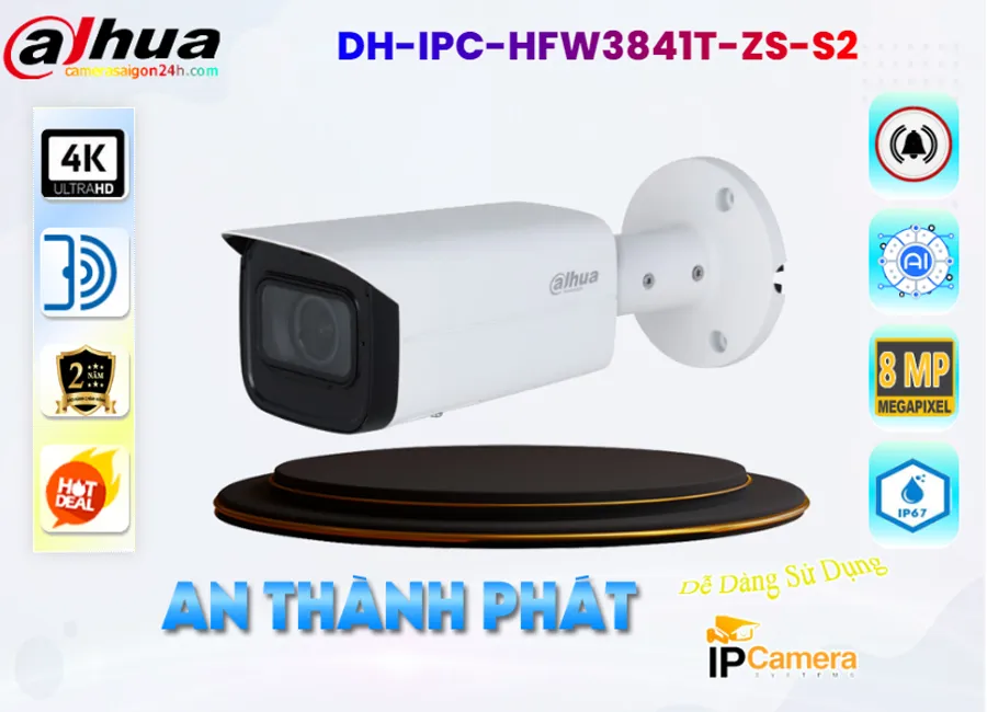 DH IPC HFW3841T ZS S2,Camera IP Dahua Thân DH-IPC-HFW3841T-ZS-S2,DH-IPC-HFW3841T-ZS-S2 Giá rẻ,DH-IPC-HFW3841T-ZS-S2
