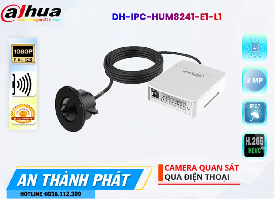 DH IPC HUM8241 E1 L1,Camera Dấu Kín Dahua DH-IPC-HUM8241-E1-L1,DH-IPC-HUM8241-E1-L1 Giá rẻ,DH-IPC-HUM8241-E1-L1 Công