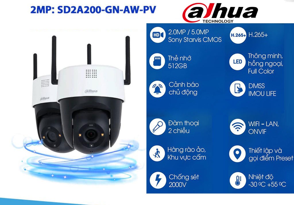 DH-SD2A200-GN-AW-PV Camera wifi dahua ngoài trời xoay 360