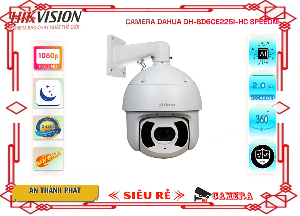 Camera Speedom DH-SD6CE225I-HC Dahua,Giá DH-SD6CE225I-HC,phân phối DH-SD6CE225I-HC,DH-SD6CE225I-HCBán Giá