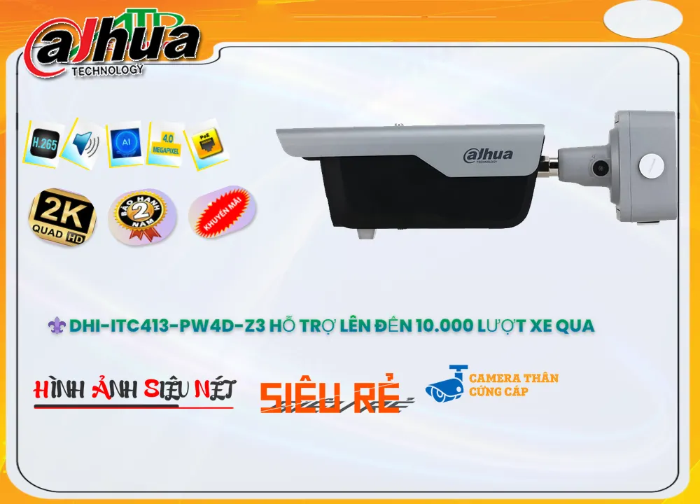 Camera  Dahua Sắt Nét DHI-ITC413-PW4D-Z3
