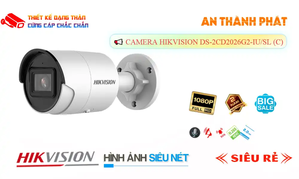 Camera Hikvision DS-2CD2026G2-IU/SL (C)