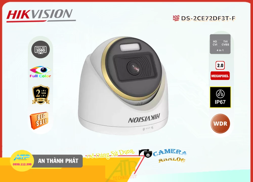 Camera Full Color Hikvision DS-2CE72DF3T-F,Giá DS-2CE72DF3T-F,phân phối DS-2CE72DF3T-F,DS-2CE72DF3T-FBán Giá Rẻ,Giá Bán