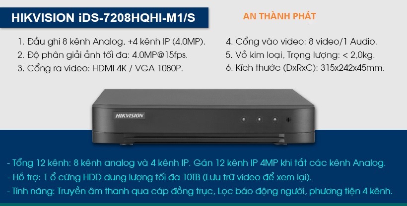 thông tin IDS-7208HQHI-M1-S đầu ghi 8 kênh hikvision