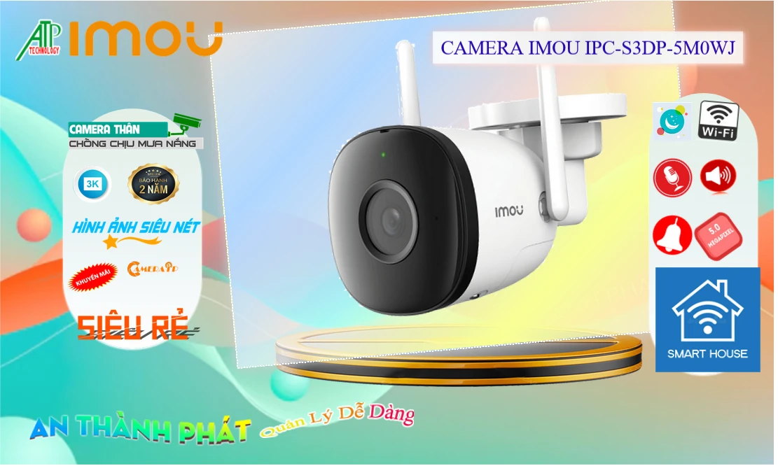 Camera An Ninh  Wifi Imou IPC-S3DP-5M0WJ Thiết kế Đẹp ✓