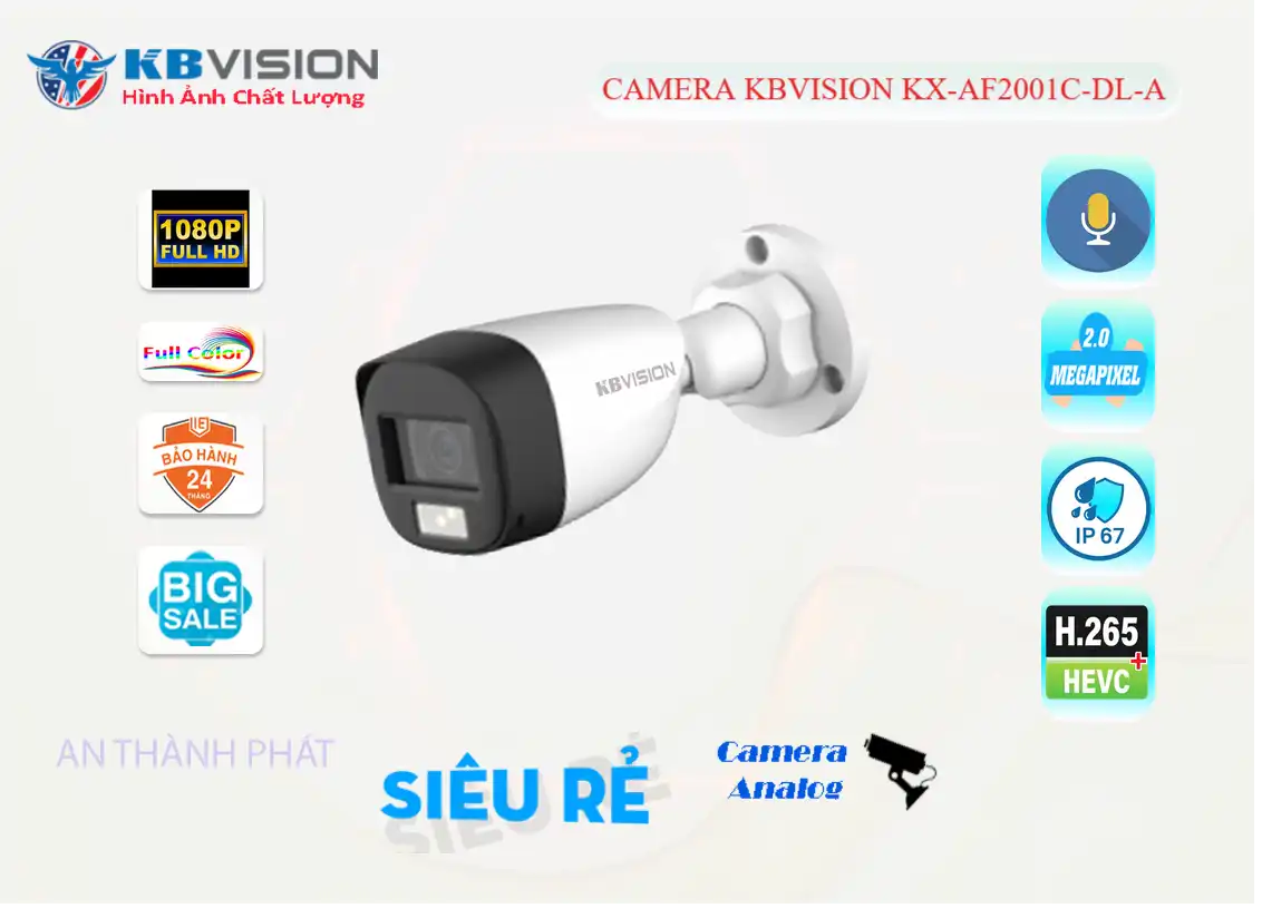 KBvision KX-AF2001C-DL-A Camera Ghi Âm Ngoài Trời,KX-AF2001C-DL-A Giá Khuyến Mãi, Công Nghệ HD KX-AF2001C-DL-A Giá