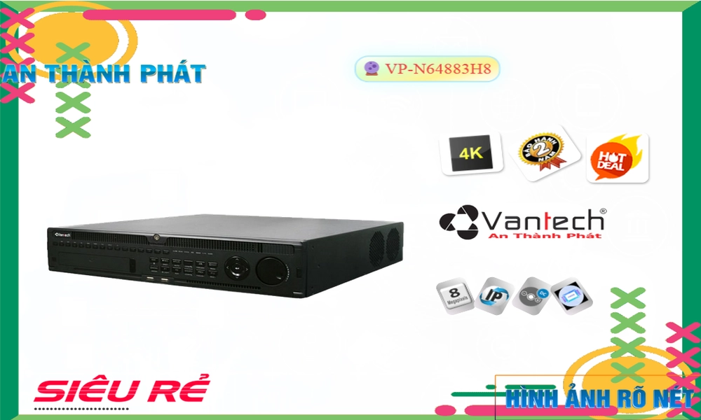 Đầu Ghi VanTech Thiết kế Đẹp VP-N64883H8,VP-N64883H8 Giá Khuyến Mãi, HD IP VP-N64883H8 Giá rẻ,VP-N64883H8 Công Nghệ