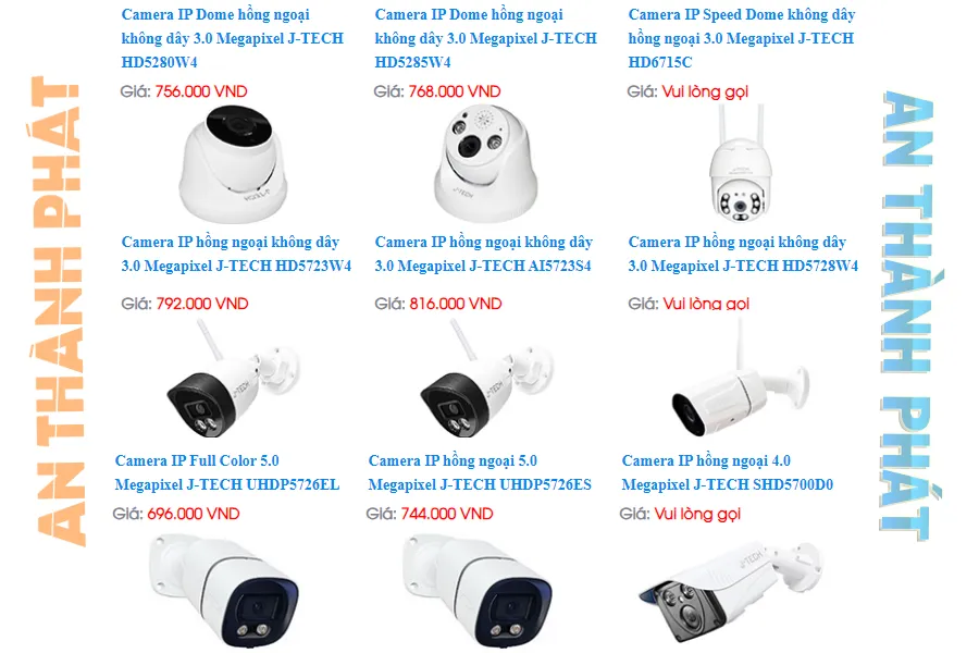 bảng báo giá camera jtech